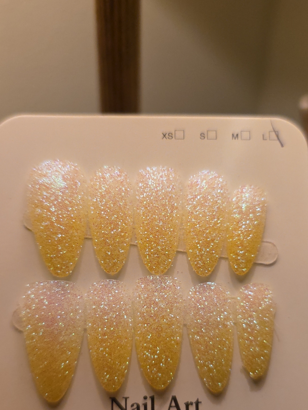 Nail Art Press-On Tips in Sparkling Yellow Size Large